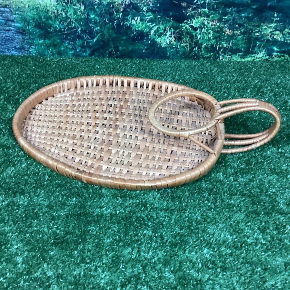 Vintage Oval Wicker Rattan Serving Tray - Picture 8 of 8